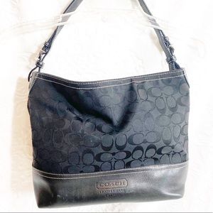 Coach Signature C Black Canvas with Black leather Bag